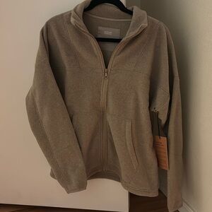 NWT Girlfriend Collective Porcini Heather Micro Fleece Full Zip Jacket